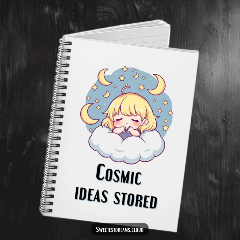 Funny Notebook: Character dreaming on the cover, stars and moons swirling, a whimsical and funny journal.