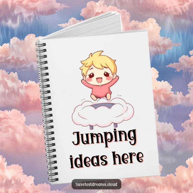 Funny Notebook: Character happily bouncing on a cloud, a whimsical and funny journal for bright ideas.