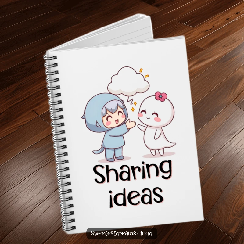 Funny notebook design of a character offering a cloud with a smile, ideal for journaling acts of kindness.