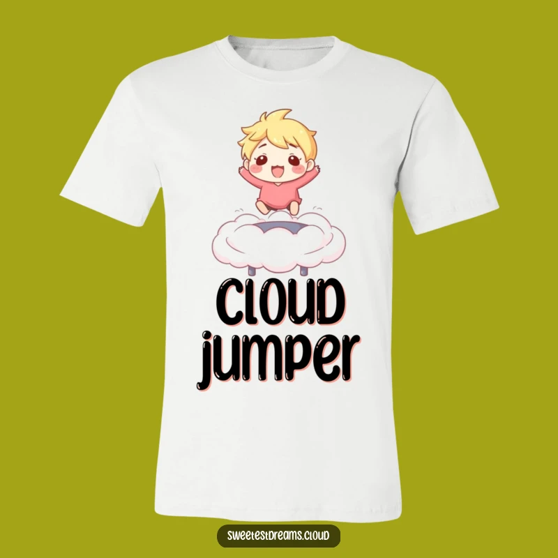 Funny Cloud Bouncer T-Shirt: Energetic Character Trampoline Style, Great Funny Gift