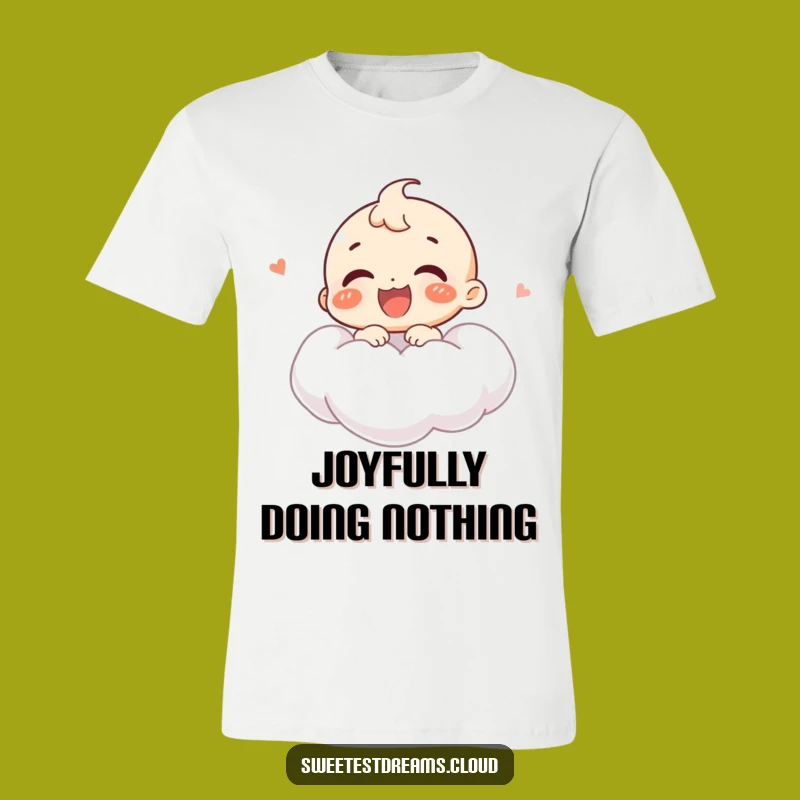 Funny Giggling Character Cloud T-Shirt: Joyful Humor Tee
