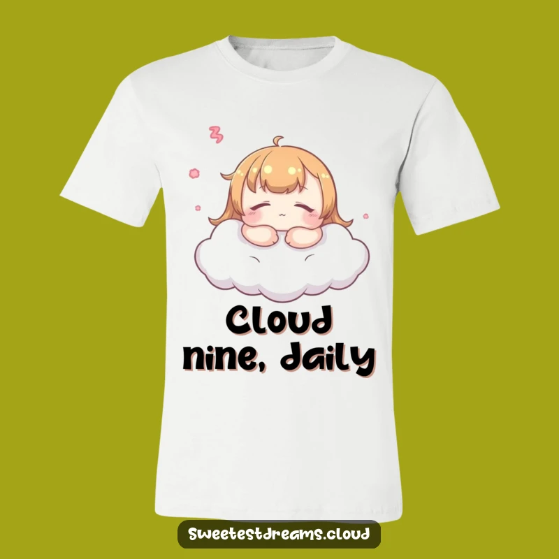 Funny Kawaii Dreamer T-Shirt: Peaceful Cloud Character for Sweet Dreams