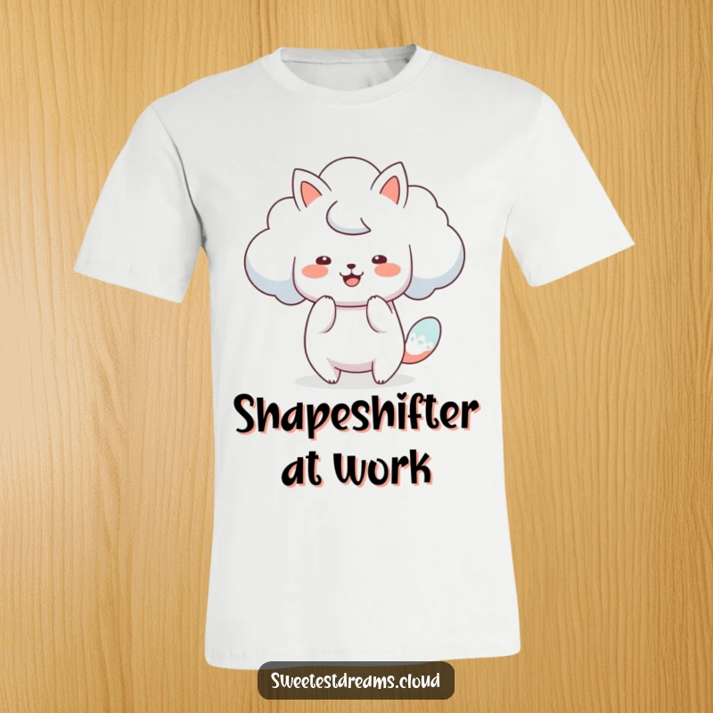 Funny cloud animal t-shirt design featuring a cloud character artistically transforming into a playful animal.