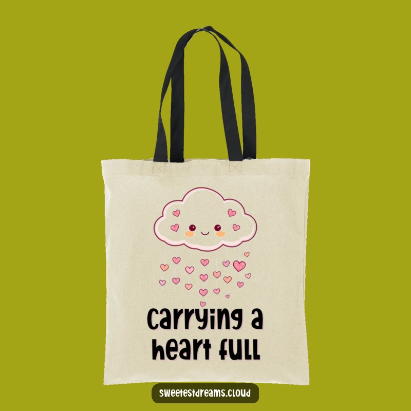 Funny Heart Cloud Tote Bag: Raining Love Art, Cheerful Gift Bag
