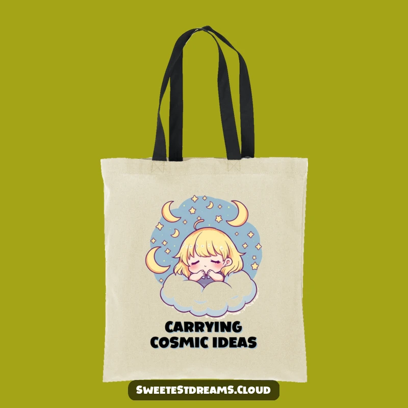 Funny Celestial Dreaming Tote Bag: Whimsical Character Art, Practical Funny Gift