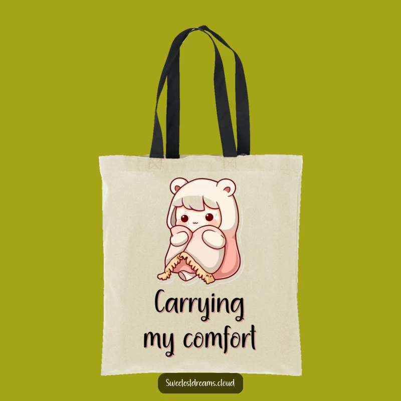 Funny Kawaii Cozy Character Tote Bag: Warm Blanket Style