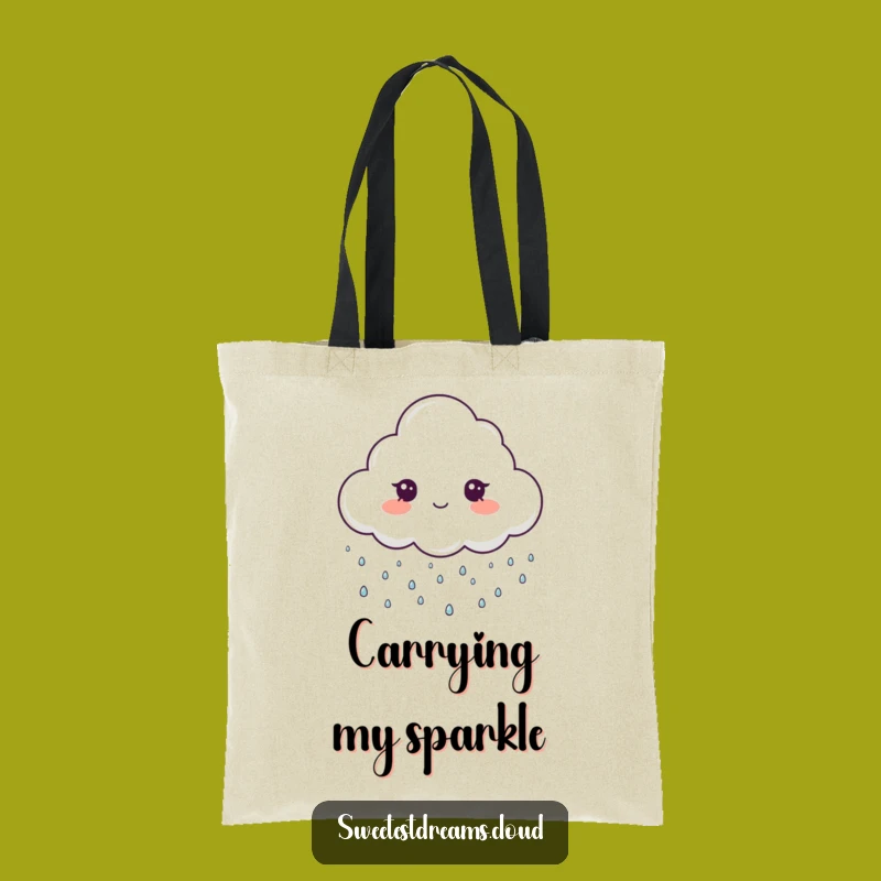 Funny Sparkle Tote Bag - Cloud Rain Drops Carry-All for Humor