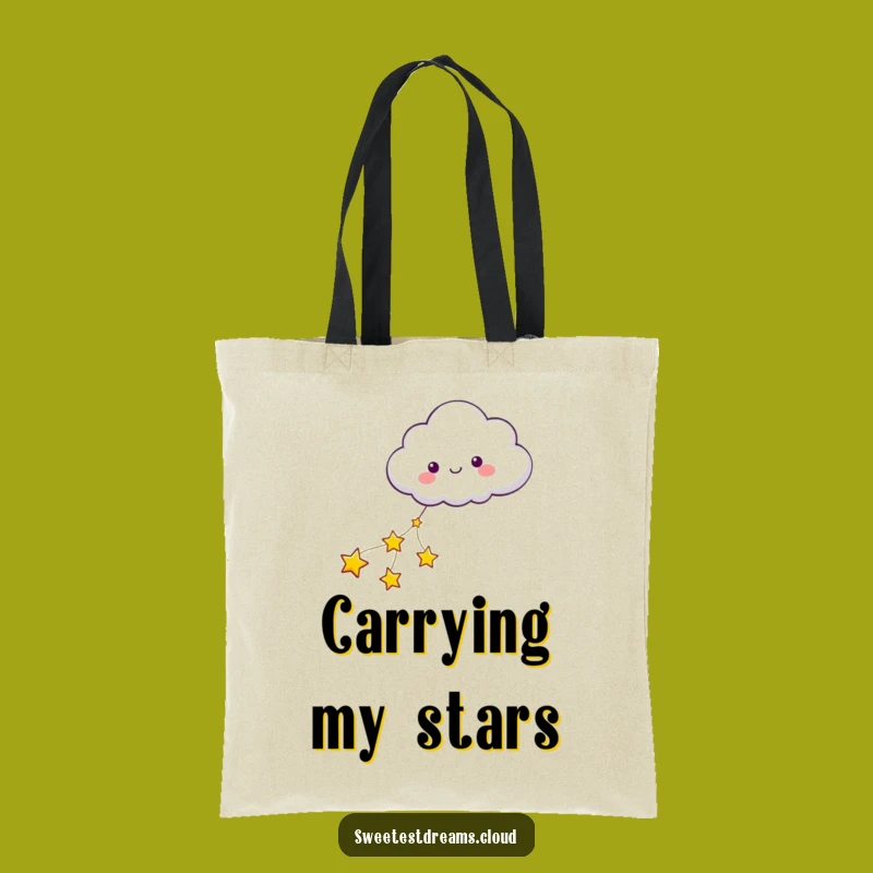 Funny Cloud Pulled by Stars Tote Bag - Dreamy Carry-All, Chic Gift