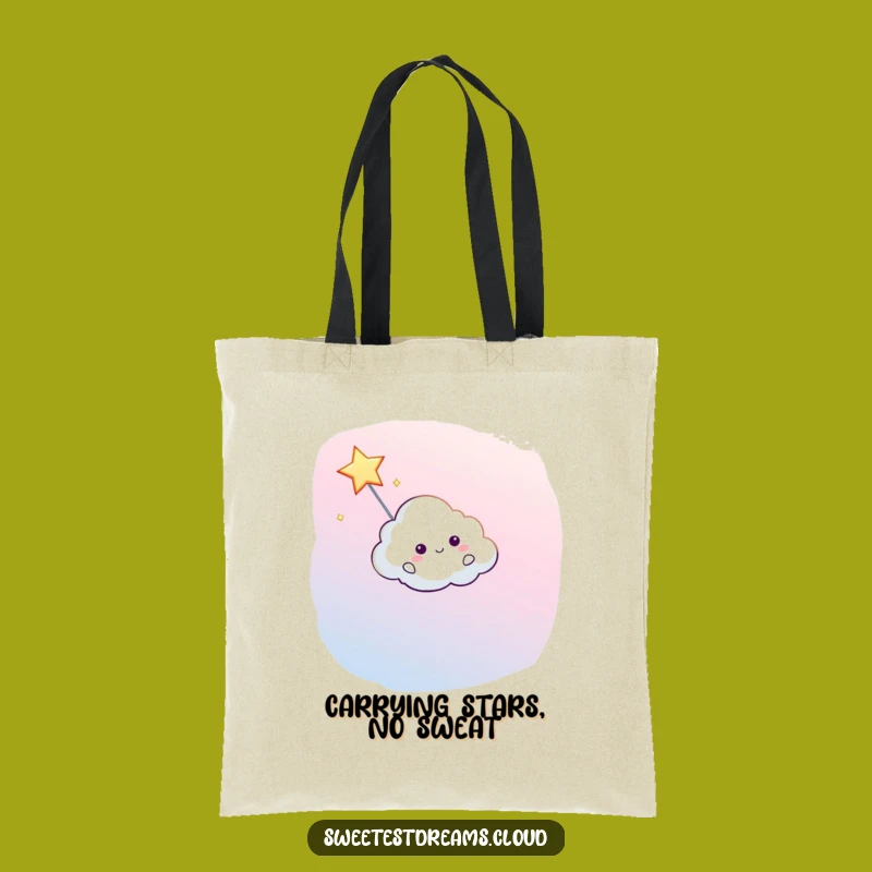 Funny Cloud Guiding Star Tote Bag - Whimsical Celestial Carry-All