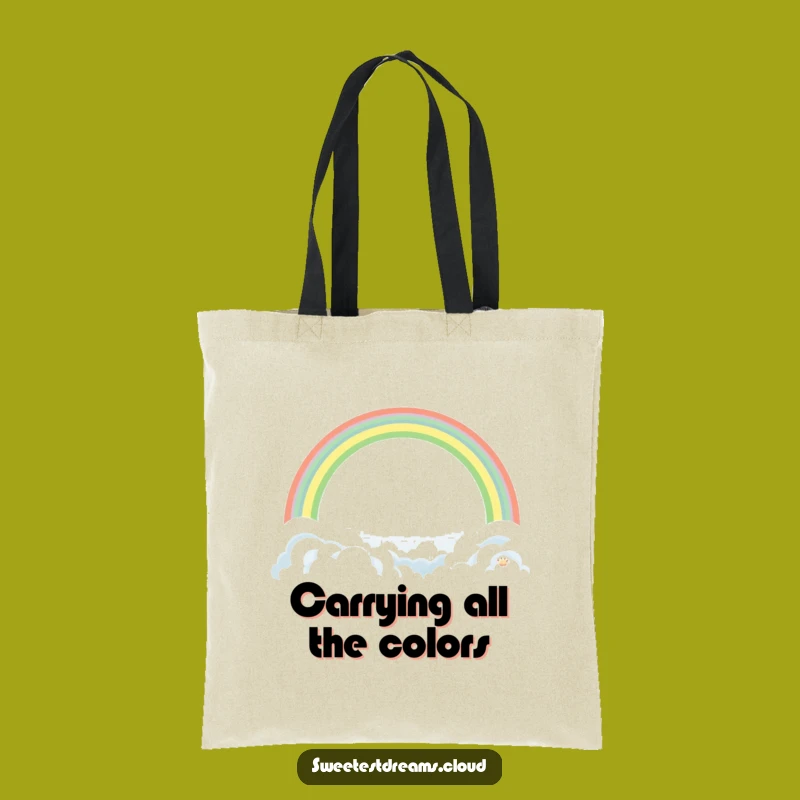 Funny Rainbow Cloud Tote Bag: Gentle Arch Art, Cheerful Gift Bag