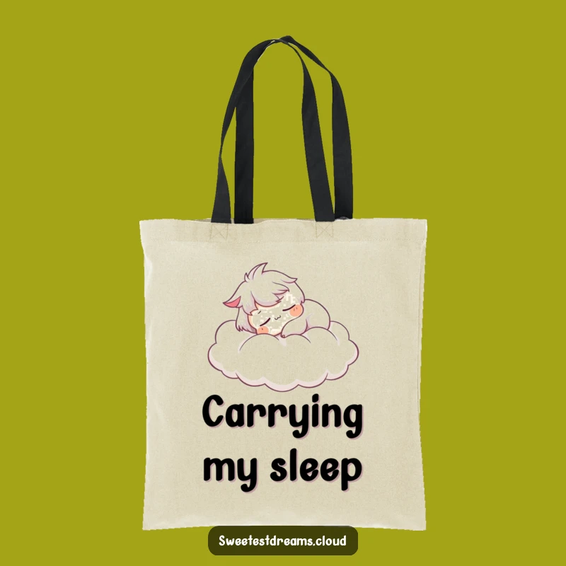Funny Sleeping Cloud Tote Bag: Serene Character Carry-All, Practical Funny Gift