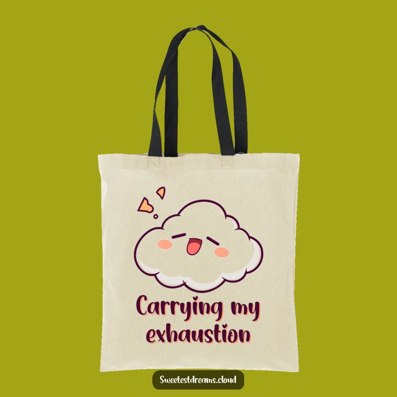 Funny Sleepy Cloud Tote Bag: Relatable Yawning Accessory Gift for Errands