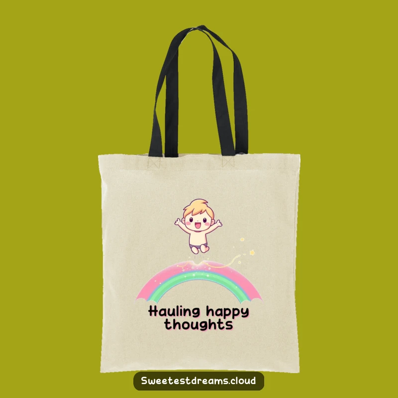 Funny Rainbow Leaper Tote Bag: Carry Your Joy with a Vibrant Character