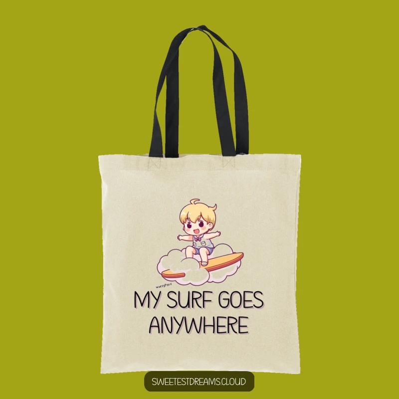 Funny Cloud Surfer Tote Bag: Carry Your Adventures with Style